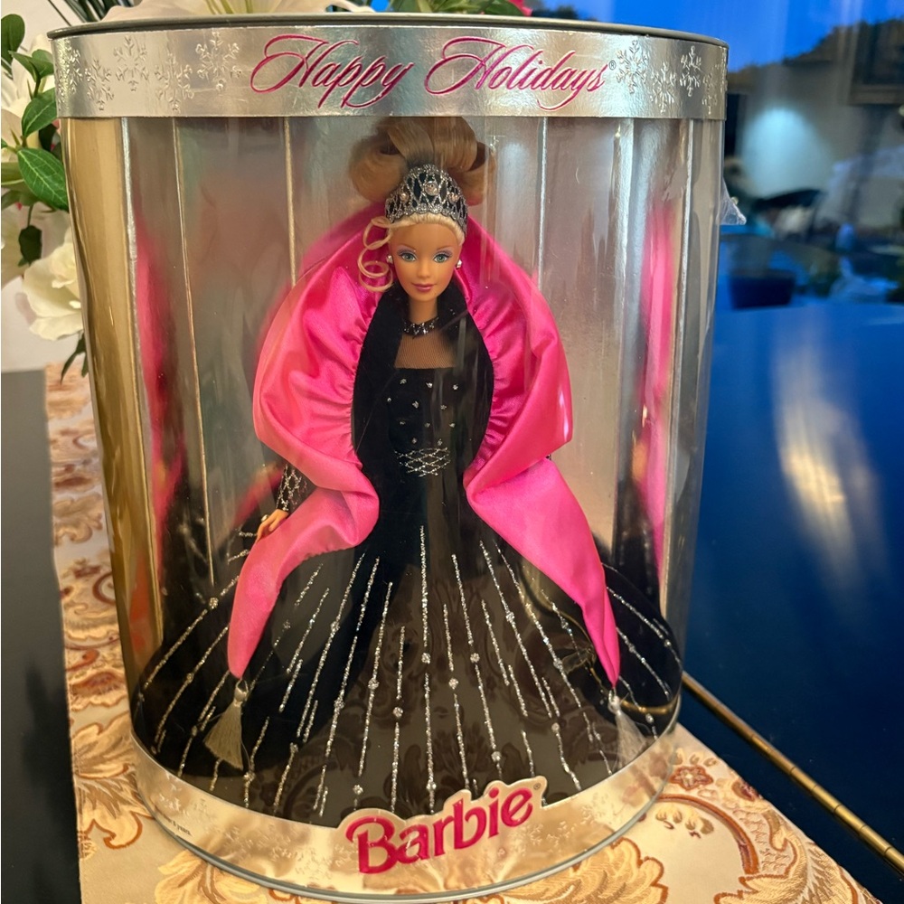 Barbie 1998 Holiday Doll in Pink and Black Gown